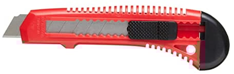 Fit for the Job Coltello multiuso leggero con lama retrattile da 18 mm con pulsante di regolazione multiposizione per fai da te, casa e arti e mestieri con 7 sezioni in acciaio inossidabile