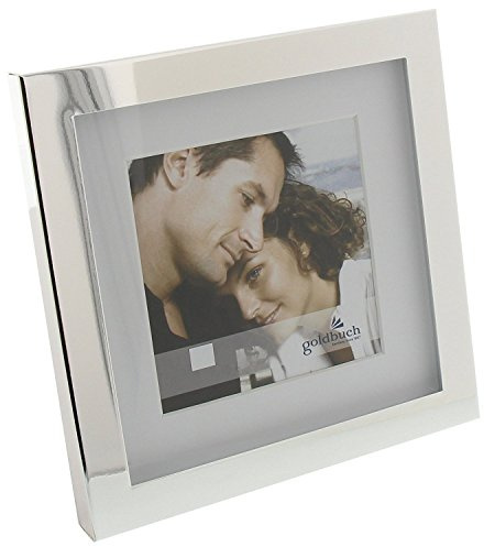 goldbuch 960110 Bilderrahmen Modern Art, Fotorahmen im Format 10x10 cm, Galerierahmen aus Metall, Portraitrahmen mit Aufsteller und Passepartout, Silberfarben, Dekoration, Metallbinderahmen für 1 Foto