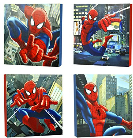 Idea Nuova Marvel Spider-Man Kunstdruck auf Leinwand, 4 Stück