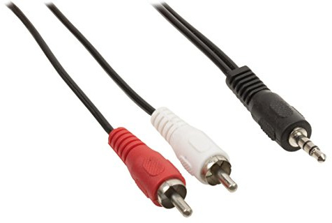 Valueline 1 m, 3,5 mm, da maschio a 2 x RCA maschio, cavo adattatore da Jack Audio Stereo, colore: nero