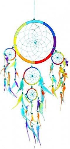 Dreamcatcher Regenbogen, bunter Traumfänger in verschiedenen Größen, Grösse:ca. 22 cm