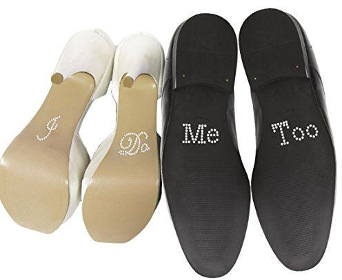 Schuhsticker-Set mit englischsprachiger Aufschrift „I Do“ und „Me Too“ aus Strass, für Hochzeitsschuhe, Aufkleber, Silber
