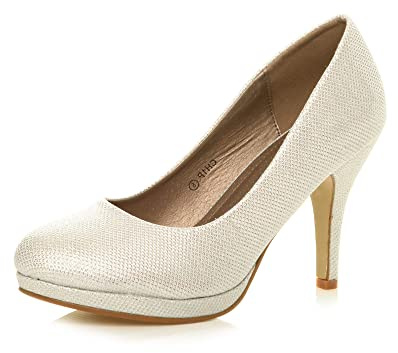 AJVANI mid high Heel Platform Work Evening Court Shoes Pumps Size 3 36