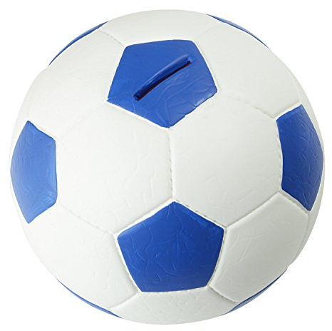 HMF 4790-05 Money Box, Piggy Bank, Football Leather Look, 15 cm Diameter, blue white