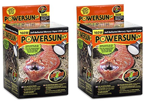 Zoo Med PowerSun - Lampade UV al mercurio, 160 W (confezione da 2)