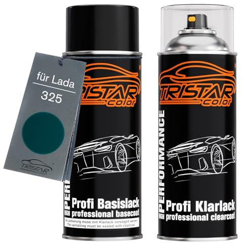 TRISTARcolor Autolack Spraydose für Lada 325 Morskaya Puthina + Klarlack | Wasserwirbel Grün, Set aus Basislack + Klarlack, Sprühdosen 400ml