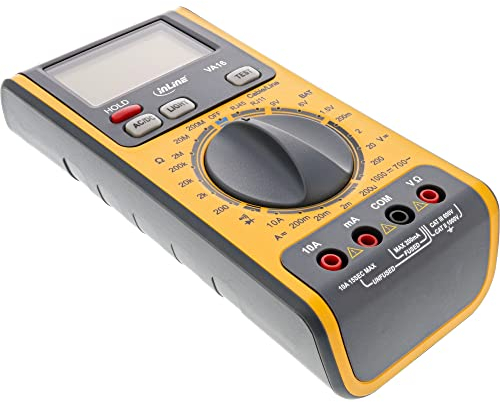 InLine 21722 Multimetro Digitale 3-in-1 con Tester per Cavi RJ45, RJ11 e Tester per Batterie Integrato, Sicurezza Cat II 1000V/Cat, Nero