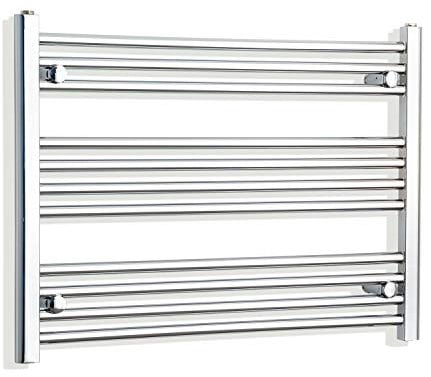 companyblue 800mm Wide Chrome Heated Towel Rail Radiator Flat/Straight Ladder for Stylish Bathroom (800 x 600 mm)