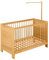 BioKinder Babybett Gitterbett Beistellbett Kinderbett Niklas TÜV/GS geprüft mit Betthimmelstange aus zertifiziertem Massivholz Erle 60x120 cm