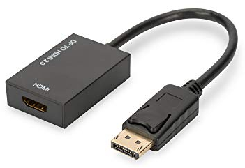DIGITUS Adaptador gráfico DisplayPort, DP a HDMI tipo A, UHD 4K 60Hz, 4096 x 2160 píxeles, negro