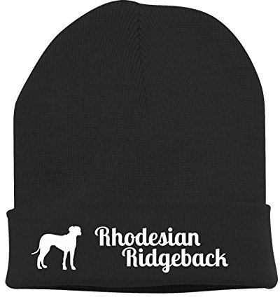 siviwonder Strickmütze - Rhodesian Ridgeback Hund Hunde Motiv Südafrika Löwenhund - Stickerei Hund Winter Mütze Wintermütze Beanie Mütze schwarz-weiß
