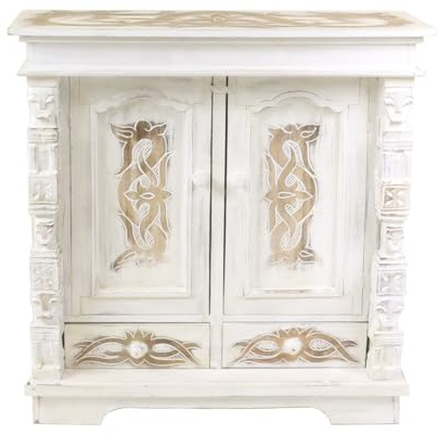 Oriental Galerie Schrank Kommode Sideboard Flurschrank Dielenschrank Telefonschrank Tribal 80 x 80 cm Weiß
