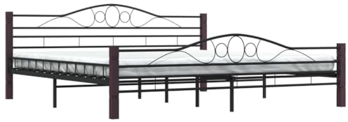 vidaXL Bettgestell Doppelbett Bett Metallbett Bettrahmen Lattenrost Schlafzimmerbett Schlafzimmermöbel Ehebett Schwarz Metall 180x200cm