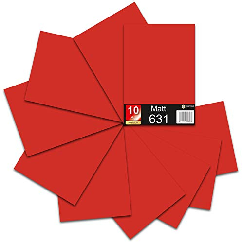 Din A4 Bogen 30x21cm 621/631 Plotterfolie Folie Vinyl Autofolie (031 Rot, 10er Set 631 Matt)