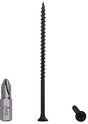 Lot de 100 vis à bois en acier carbone phosphate noir 4,2 x 90 mm, vis pour cloison sèche, fixations pour panneaux d'aggloméré, tête de clavette Philips (100, 4,2 x 90 mm)