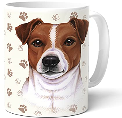 JACK RUSSELL TERRIER (A) - Kaffeetasse, Becher, Teetasse aus hochwertiger Keramik. Kaffeebecher mit schöner Grafik und passenden Spruch in deutscher Sprache. Praktisches Geschenk.