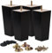 La Vane 4 inch Wooden Furniture Legs, Set of 4 Solid Wood Square Black Mid-Century Modern M8 Replacement Bun Feet with Pre-Drilled 5/16 Inch Bolt & Mounting Plate for Couch Sofa Armchair