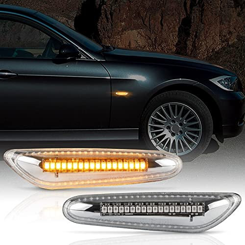 Recambo LED Seitenblinker passend für BMW 3er | E36, E46, E90, E91, E92, E93 | Chrom KLARGLAS