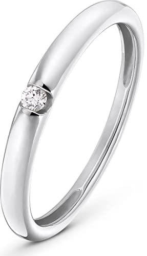 CHRIST Damen-Damenring 1 Diamant 56, Weißgold 32017721