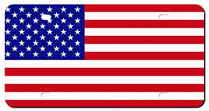 Higoss Kennzeichenrahmen mit USA-Flagge, Nummernschild-Rahmen, vorne, Aluminium, Metall, Nummernschild, dekorativ, 15,2 x 30,5 cm