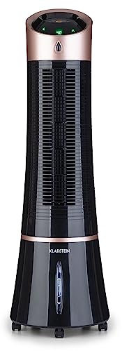 Klarstein Climatiseur 4 en 1 : rafraîchisseur d'air, ventilateur, humidificateur & ioniseur, Réservoir d'eau 6 L, oscillation, 30 W, 210 m³/h, minuterie, climatiseur mobile, noir/rose doré, smart