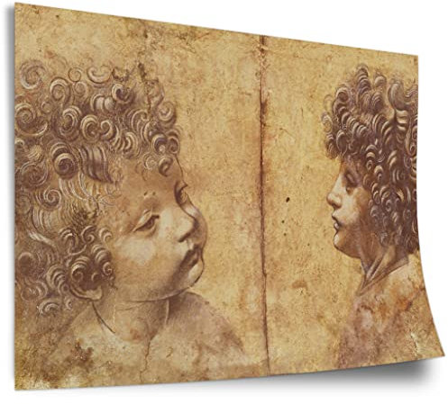 Printistico Poster Leonardo da Vinci - zwei Kinderköpfe Kunstdruck ohne Rahmen, Wandbild - A4, A3, A2, A1, A0, XXL - Wohnzimmer, Schlafzimmer, Küche, Deko