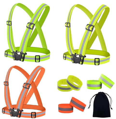 BOZEVON Unisex Reflektierende Sicherheitsweste für Erwachsene und Kinder – Hochsichtbare Reflektorweste, Leicht und Verstellbar, Geeignet zum Sport, Nacht, Laufen, Radfahren, Joggen, Paket 8