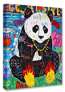 Tucocoo Graffiti-Panda-Leinwand, Wandkunst, Dekoration für Wohnzimmer, Schlafzimmer, Büro, Straße, Pop-Art-Gemälde, 1 Stück, bunte Bilder, modernes Kunstwerk, Hausdekoration, Geschenk, 30x40 cm