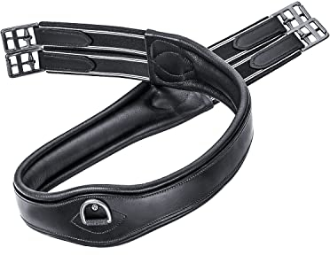 Sunride Sattelgurt Soho aus Echtleder, anatomisch mit D-Ring (3X) für Hilfszügel (120 cm, schwarz)