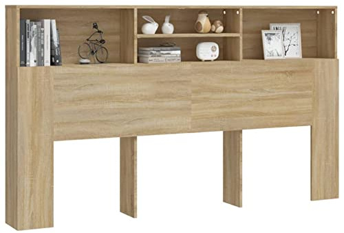 Tidyard Tête de Lit Murale en Bois Tête de Lit avec Armoire de Rangement Meuble de Chambre à Coucher Chêne Sonoma 180x19x103,5 cm