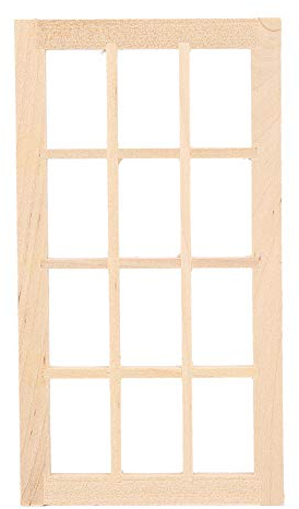 SPYMINNPOO Puppenhaus Fenster, 1:12 Puppenhaus Mini Möbel Miniatur Modell Holz 12 Scheiben Blank Fenster DIY Zubehör(Schlicht)