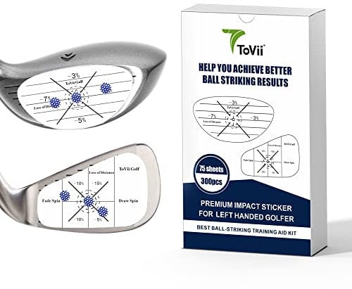 ToVii Golf Impact Tape Set, Self-Teaching Sweet Spot and Shot Consistency Analysis, Club Impact Stickers for Woods Irons and Putters Left Handed Golfer (300PCS)