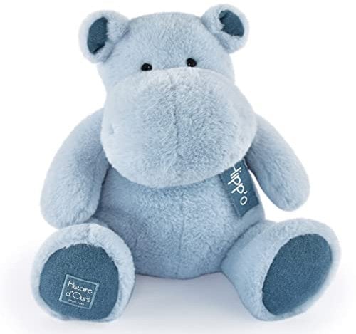 Histoire d'ours - Plüschtier Nilpferd – Hippo – Jeansblau – 40 cm – HO3214, Jeans-blau