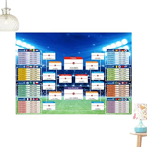 Aelevate Wall Chart 2022,World Soccer Game Poster - World Tournament Wall Chart Poster 2022 World Football Cup Match, Wall Bar Home Decorations