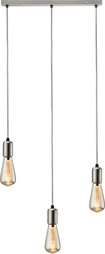 Calla - 230V E27 Contemporary 3 Light Bar Pendant - Brushed Chrome