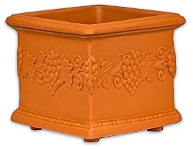 Mein-Pflanztopf - Blumentopf Venedig, Quadratisch praktisch verziert aus Kunststoff in Terrakotta Optik | 25 cm | Terrakotta