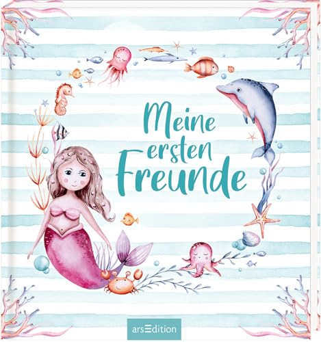 Meine ersten Freunde – Meerjungfrauen (Aquarell-Optik): Freundebuch für Kita, Krippe, Kindergarten | für Mädchen und Jungen ab 2 Jahren