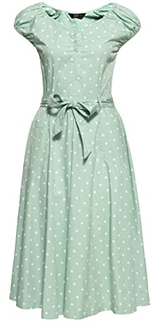 Queen Kerosin Damen Swing Kleid Polka Dots All-Over-Print Sommerkleid Punkte 50S 40S 60S Gepunktet Vintage Rockabilly Rockabella Swing Dress