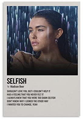 Madison Beer Selfish Poster Dekorative Malerei Leinwand Wandkunst Wohnzimmer Poster Schlafzimmer Malerei, Leinwand Kunst Poster Und Wandkunst Bilddruck Moderne Familienzimmer Dekor 12x18inch(30x45cm)