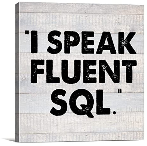Humor Office Leinwand-Wandkunst, gerahmter Druck, 20,3 x 20,3 cm, rustikales I Speak Fluent SQL Poster, Malerei, Schreibtisch, Dekoration für Arbeit Büro, Geschenk für Programmierer, Kollegen
