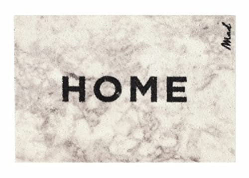 Mad about Mats Fußmatte Blink, Türvorleger, Schmutzfangmatte, Haustür, mit Spruch: Home, Marmor Optik, Indoor & Outdoor, Grau, Meliert, maschinenwaschbar, rutschfest, 50 x 75 cm