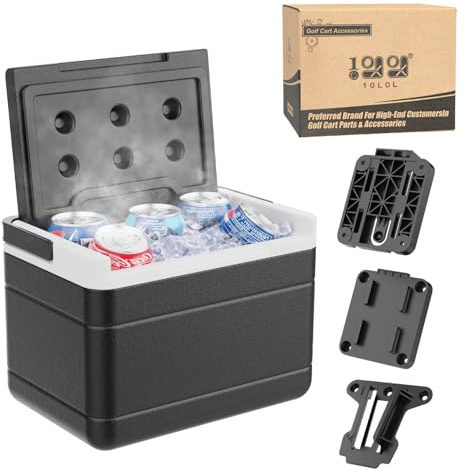 10L0L Golfwagen-Kühler mit Montagehalterungs-Set, universell 6L 48H Eistruhe passend für Yamaha G14-G29, Club Car DS Precedent 1981-up, EZGO RXV TXT 1994+, tragbarer Caddy OEM 102588101 103886801