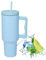 Uezeth Tumbler with Straw Lid and Handle, Stainless Steel Coffee Travel Insulated Cup Mug, 40oz/30oz Cup Travel Mug, Water Bottle Thermos for Hot and Cold Coffee (Blue 6)