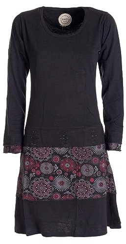 Vishes - Alternative Bekleidung - Langarm Damen Keid Mandala Druck Rundhals Ausschnitt