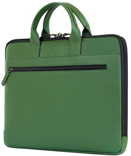 VON HESSEN Laptoptasche aus echtem Nappa-Leder bis 16 Zoll - Aktentasche Herren & Damen - Luxuriöse Echtleder Arbeitstasche für Büro & Alltag - Laptop Hülle in Grün
