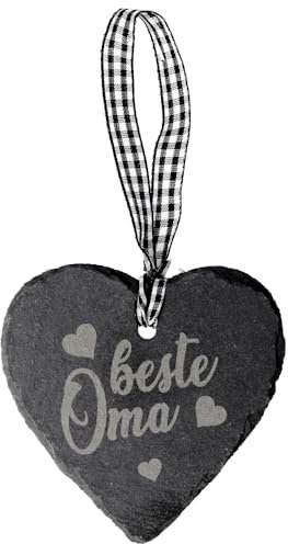 Spruchreif | Schieferherz mini mit Gravur | Mini Schieferherz mit Spruch Oma | Schiefertafel in Herzform | Schieferschild Oma | Mini Dekoherz Schiefer zum Aufhängen | Beste Oma | Muttertag