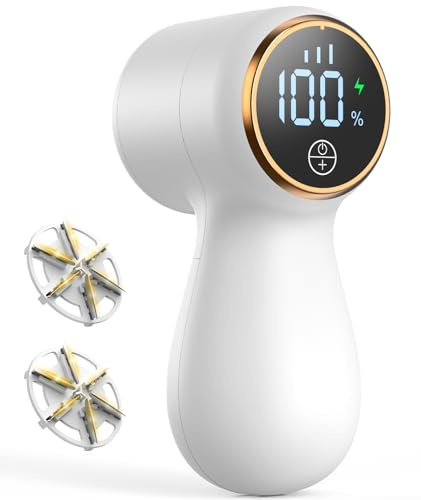 Infixtree Rechargeable Fabric Shaver Lint Remover, 3-Speed Control, LED Display, 6-Leaf Stainless Steel Blades, White