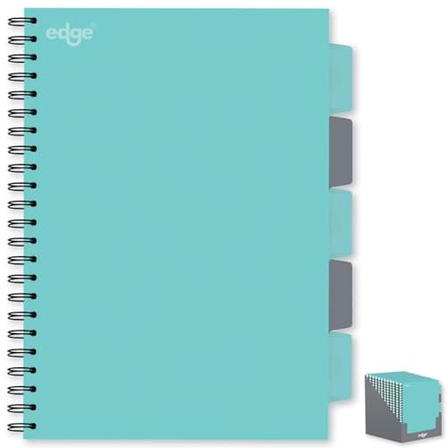 A4 Project Notebook 5 Dividers Twin Wire Soft Cover Mint Green & Grey Study Book Project Management