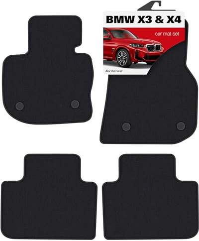 Fußmatten für BMW X3 ab 2017 - rutschfeste Allwetter-Innenmatten für BMW X3 G01 & X4 G02 2018 2019 2020 2021 2022 2023 2024 - Premium 750 GSM Flor Teppich - 3D-Passform Auto Zubehör Set