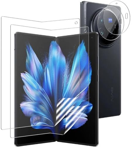 Phlleyaa Protection Décran Pour VIVO X Fold3 Pro 5G Film Flexible TPU 2 Pièces + Caméra Arrière Protecteur 2 Pièces,sans Bulles/Anti-Rayures Protection Pour VIVO X Fold 3 Pro Verre Trempé
